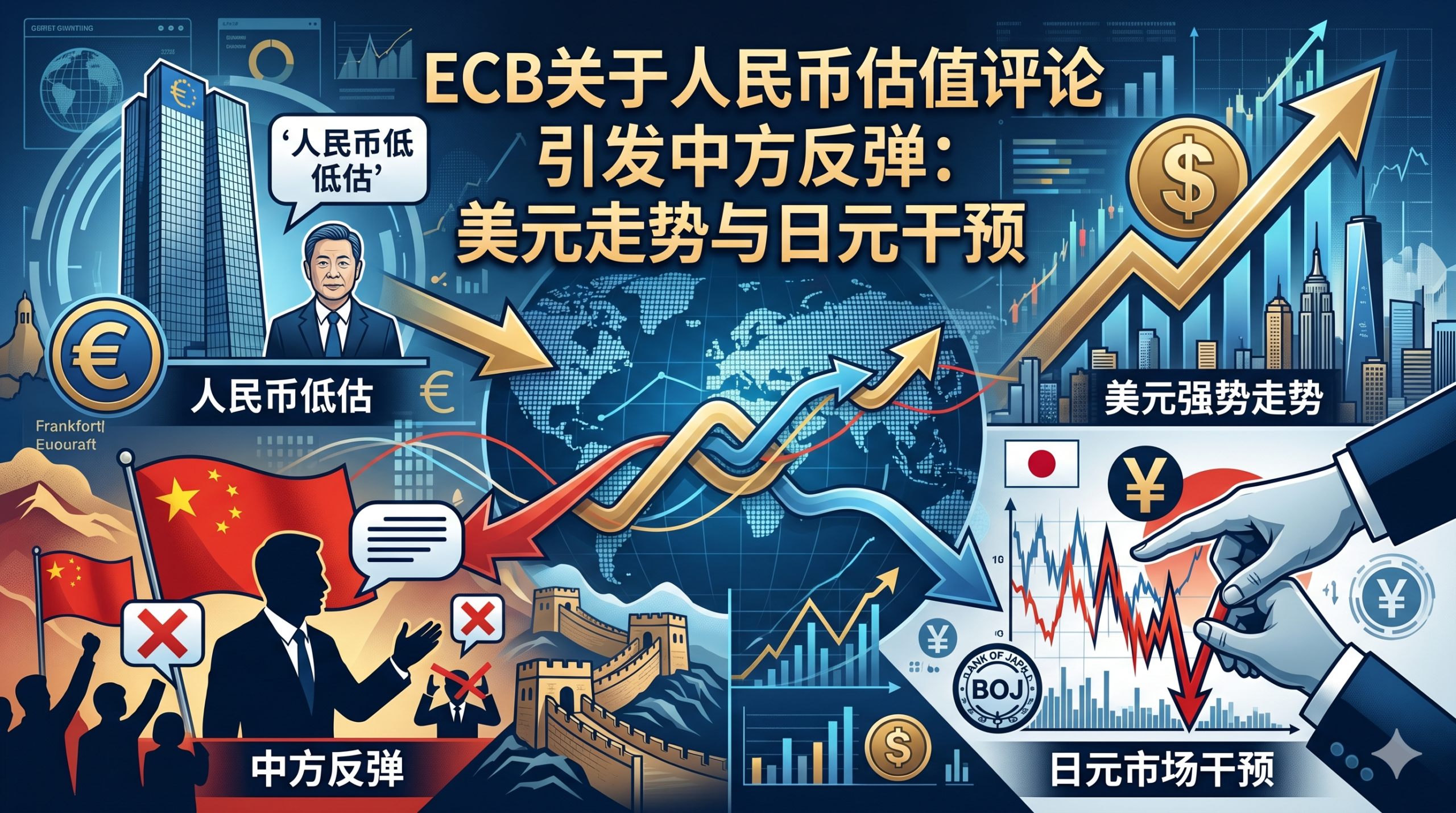 ECB关于人民币估值评论引发中方反弹：美元走势与日元干预